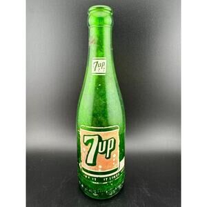 Vintage Green Glass 7 oz 7UP Pop Bottle